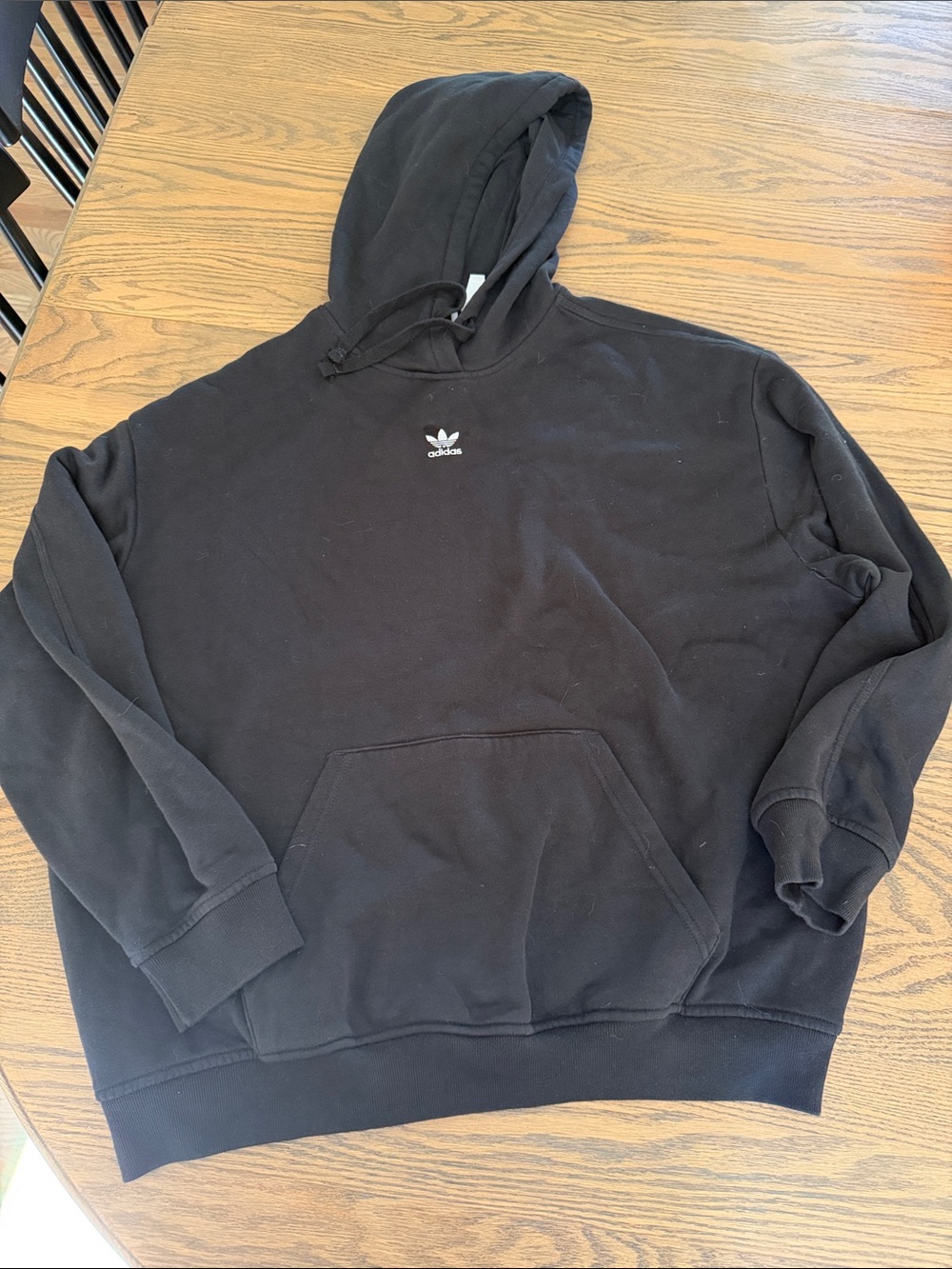 adidas Black Pullover Hoodie with Small Trefoil Logo